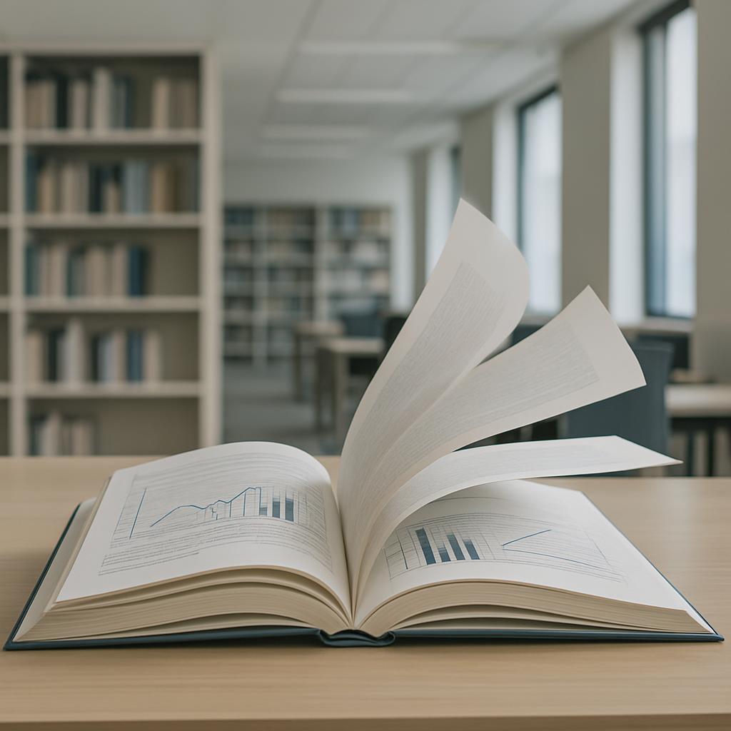 Een boek op een bibliotheken tafel