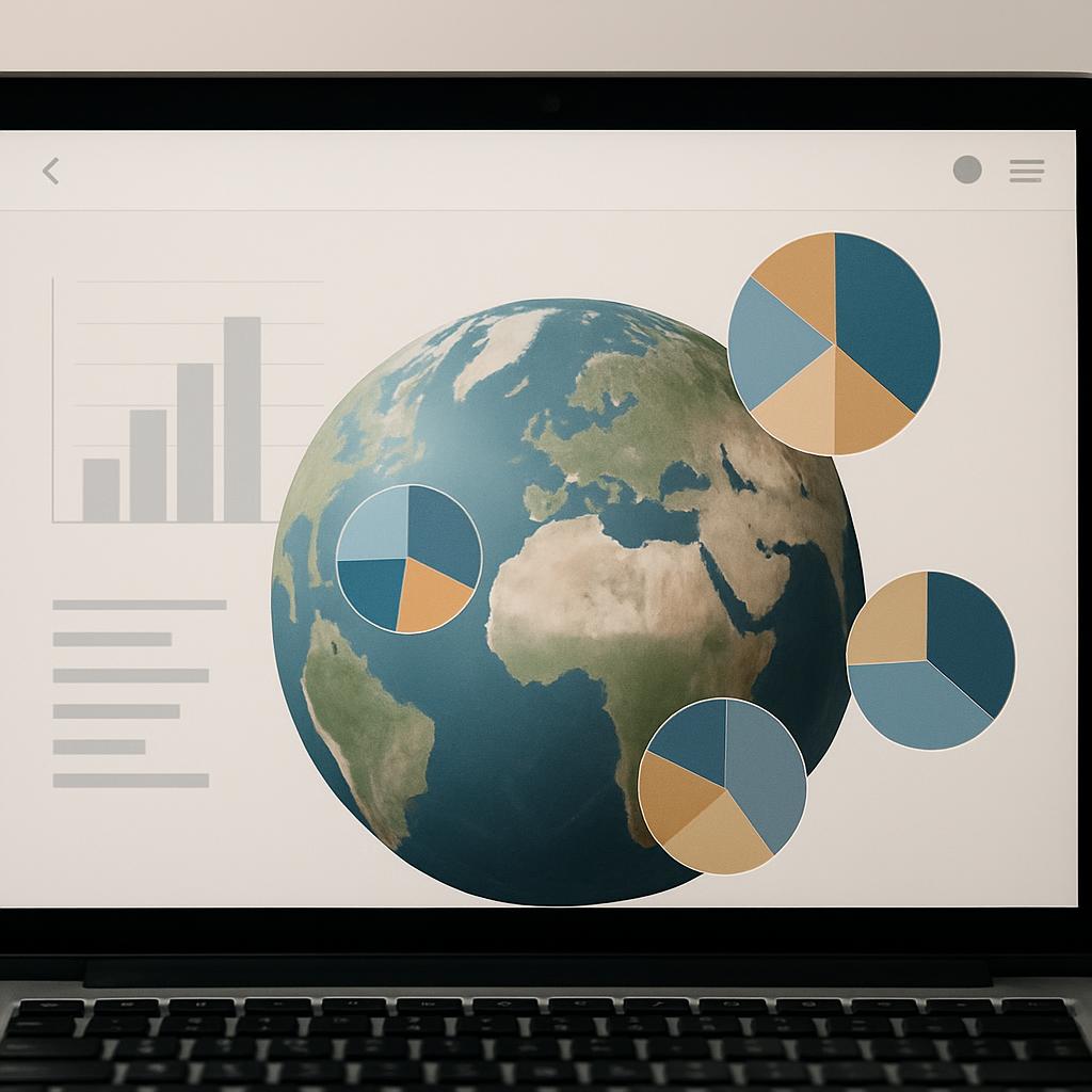 Dit is een grafische weergave op een laptop. Voiceover: het doet er niet toe wat er precies gevisualiseerd wordt.